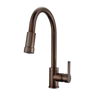 Barclay Products Firth Single Handle Deck Mount Gooseneck Pull Down Spray Kitchen Faucet with Lever Handle 2 in Oil Rubbed Bronze KFS414-L2-ORB