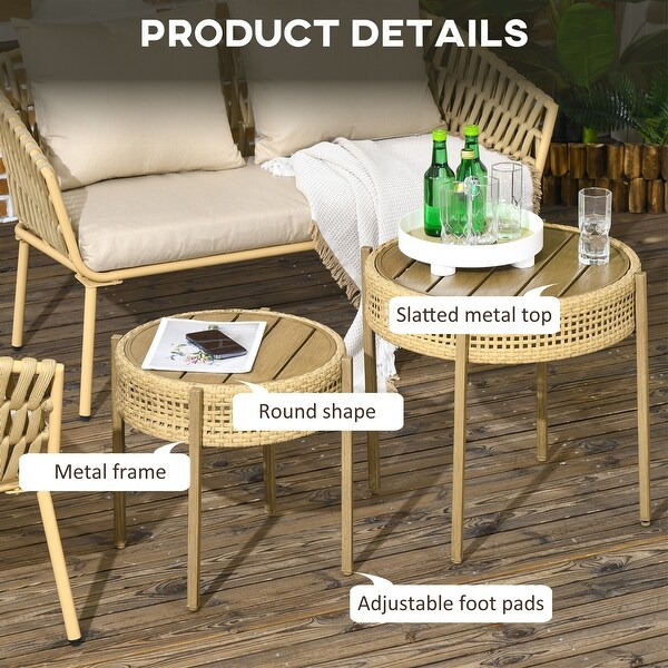 Outsunny 2 Piece Wicker Patio Table Set