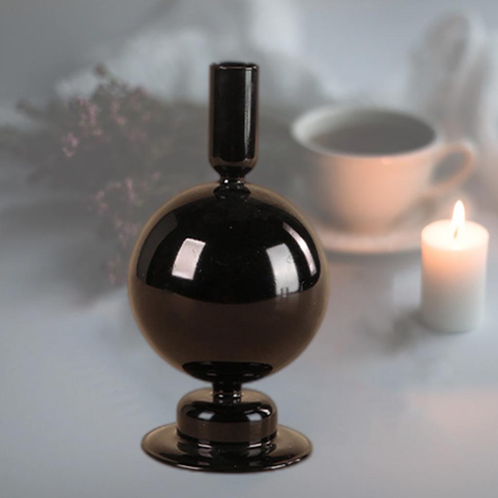 Candle Holder Black Glass Cylindrical Taper Pillar Candlesticks Livng Room Dining Table Decoration Centerpieces Coffee Table