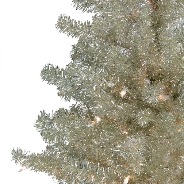 Metallic Platinum Artificial Tinsel Christmas Tree