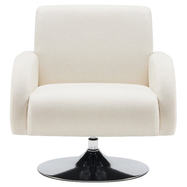 Modern Linen Swivel Accent Lounge Chair with Round Metal Base