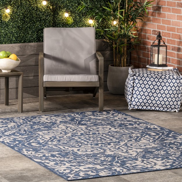 Nuloom Lane Elegant Medallion Indoor And Outdoor Area Rug