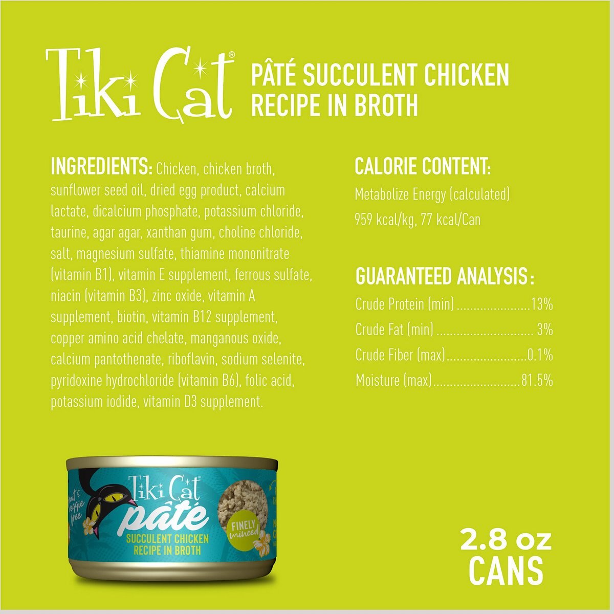 Tiki Cat Luau Succulent Chicken Pate Wet Cat Food