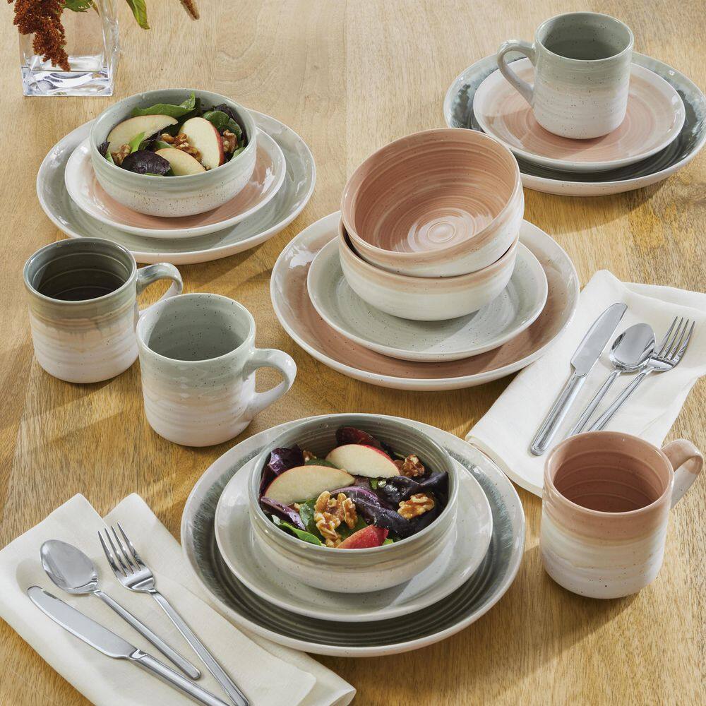 BAUM Hearth 16-Piece Casual Seafoam Ceramic Dinnerware Set (Service for 4) HEA16SF