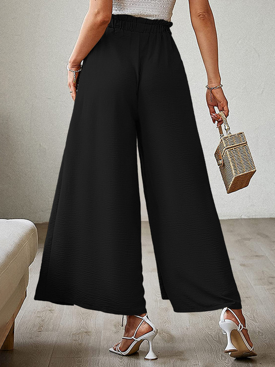 Summer Bow Loose High Waist Pleated Wide Leg Pants With Belte