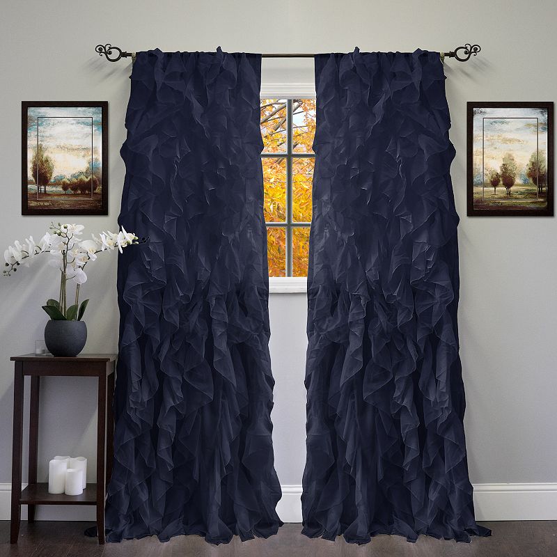 Sweet Home Collection Sheer Voile Vertical Ruffle Window Curtain