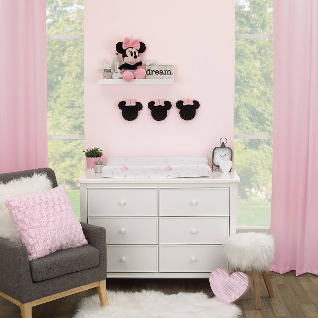 Disney Minnie Mouse Shaped Wall Decor Black Plush 3pc