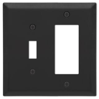 AMERELLE Metallic 2 Gang 1-Toggle and 1-Rocker Steel Wall Plate - Black 163TRMB