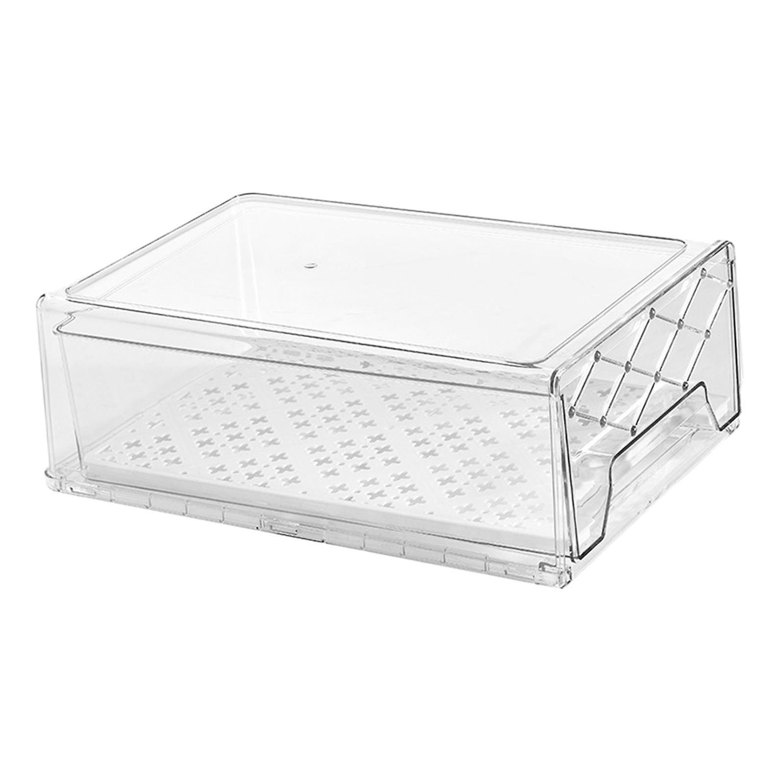 Fridge Drawers Pull Out Clear Refrigerator Organizer For Kitchen Countertops L With Drain Tray