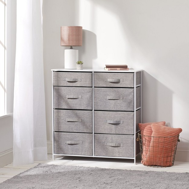 Mdesign Tall Storage Dresser Furniture With 8 Slim Fabric Drawers