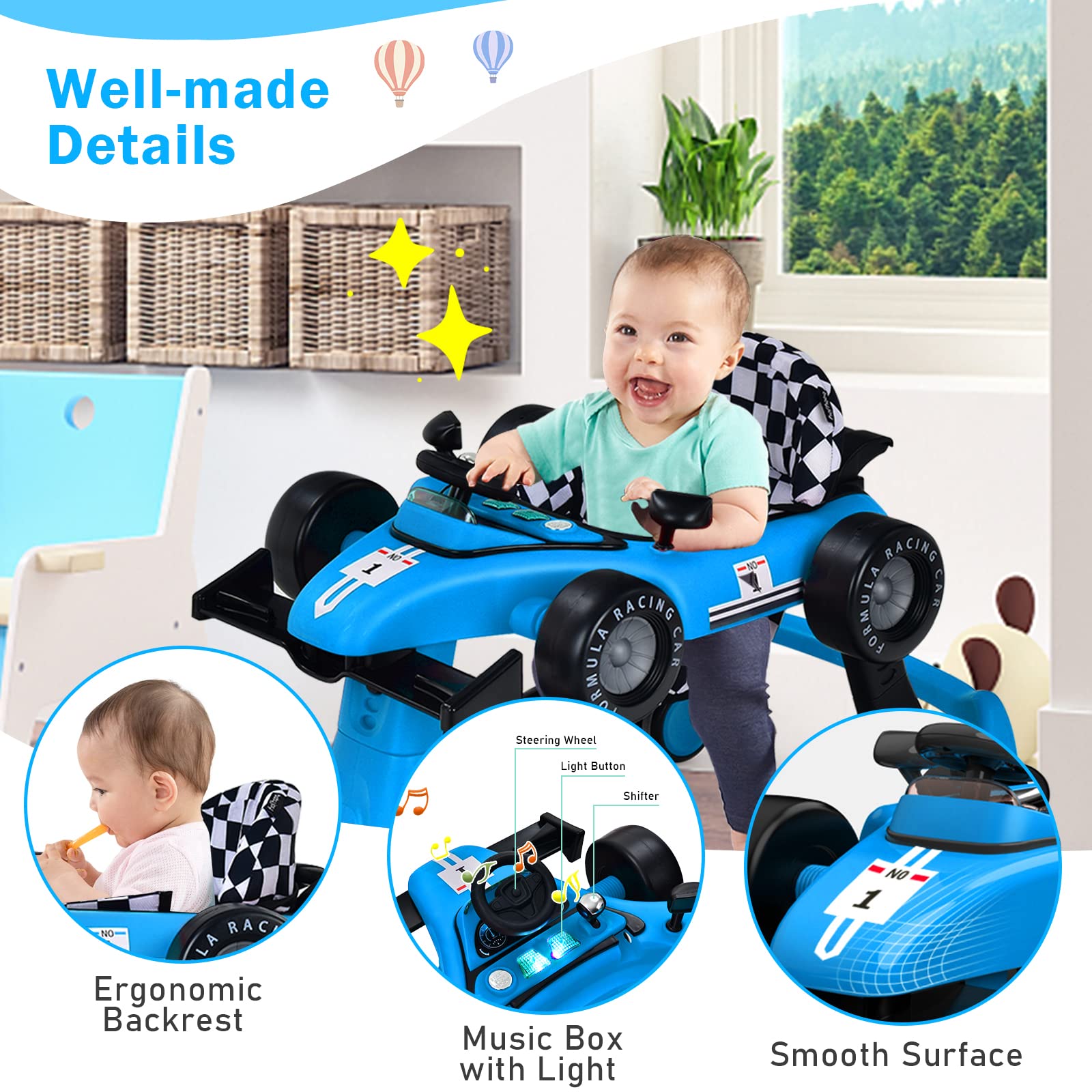 Foldable Activity Walker w/ Adjustable Height & Speed | 4-in-1 Baby Walker