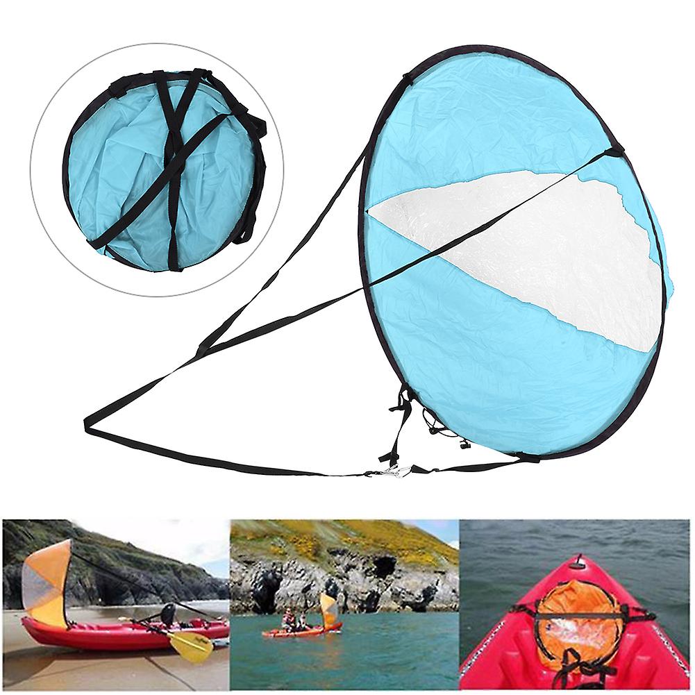 Polyester Taffeta Durable Folding Kayak Wind Sail Transparent Window Canoe Wind Sail Boat Water Sports Accessorykayak Sailing Blue