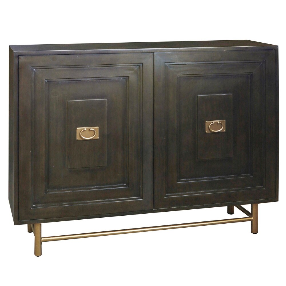 Two Door Cabinet   Dark Brown Brushed Finish on Pine Veneer