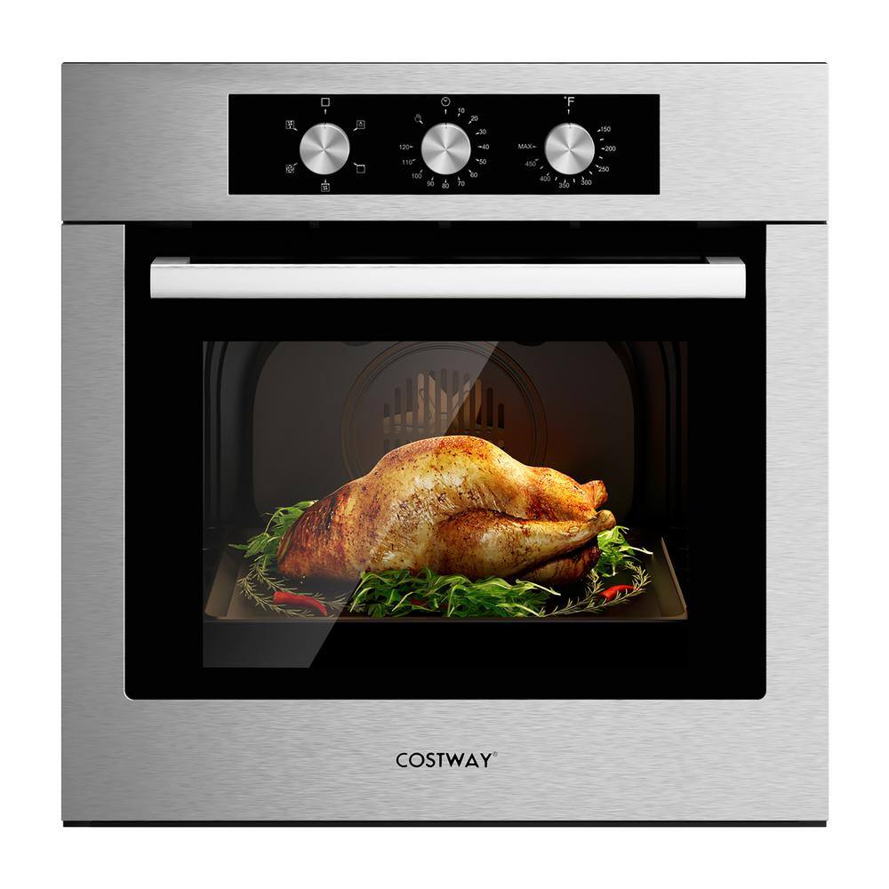 Costway 24 in. Single Electric Wall Oven 2.47 Cu.ft Built-in Oven 2300W w5 Cooking Modes FP10040US-SL