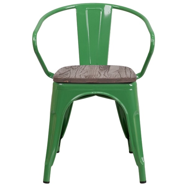 Metal Chair with Wood Seat and Arms