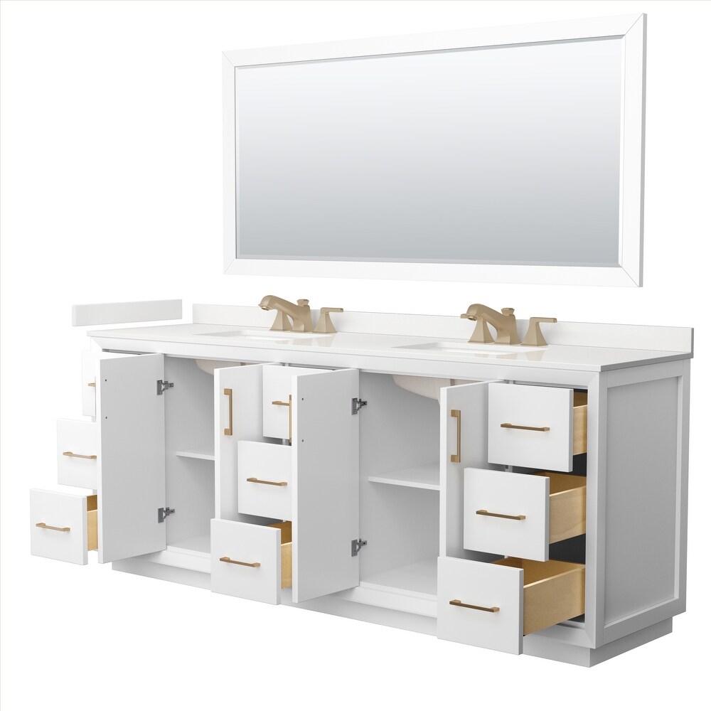 Strada 84 inch Double Vanity  Quartz Top  70 inch Mirror