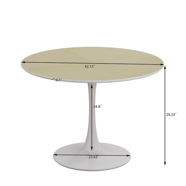 42 Inches Modern Round Coffee Table with Metal Base