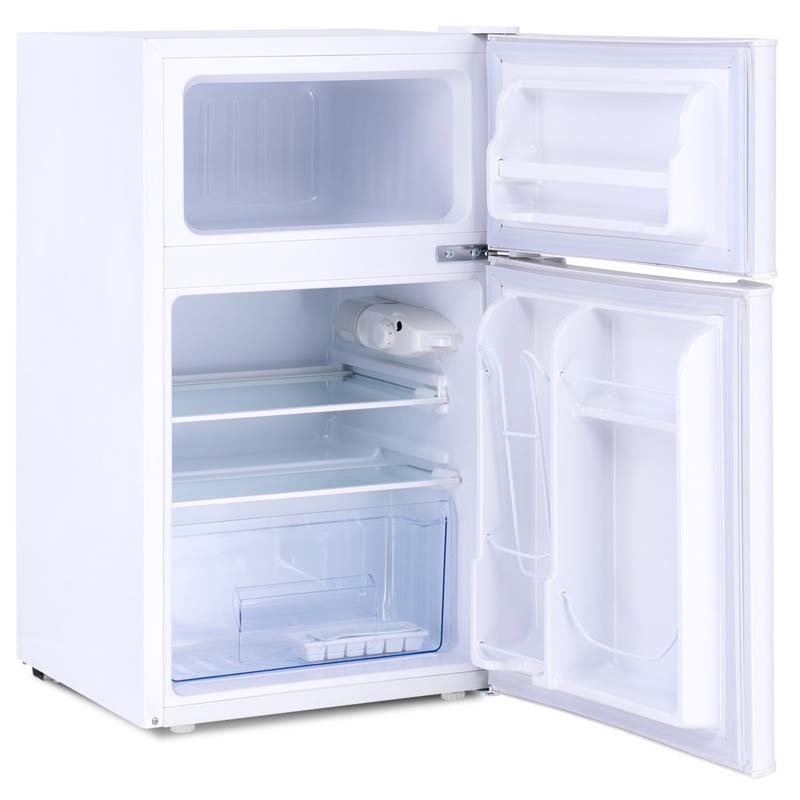 3.2 Cu.Ft 2-Door Compact Refrigerator Mini Freezer Cooler Fridge with Reversible Stainless Steel Door