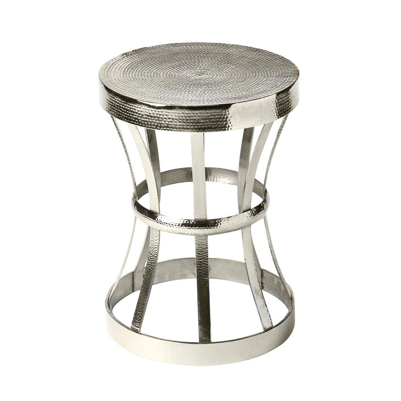 Modern Industrial Chic Round End Table - Silver