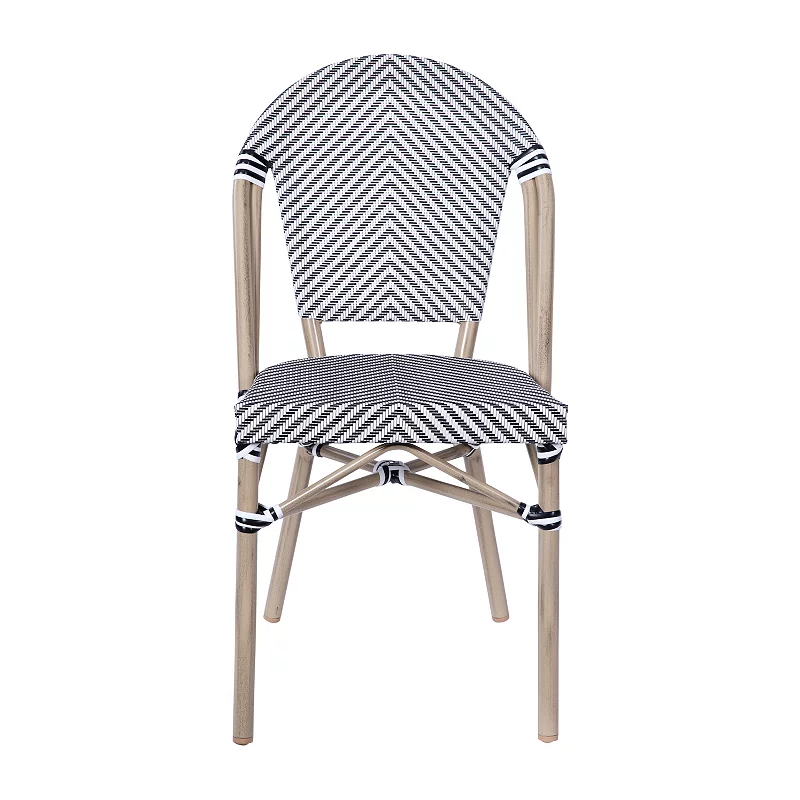 Emma And Oliver Massalia Indoor/outdoor Stacking French Bistro Style Chairs With Textilene Seat