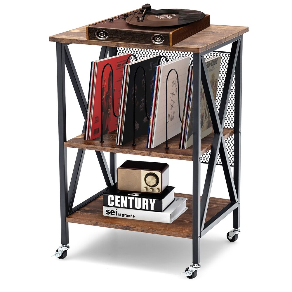 Costway 3 tier Rolling Turntable Stand Vinyl Record Storage Shelf with   See Details