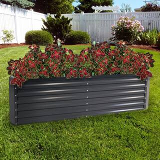 Sunnydaze Decor Sunnydaze 71 in. x 35.5 in. Dark Gray Galvalume Galvanized Steel Raised Garden Bed HST-784