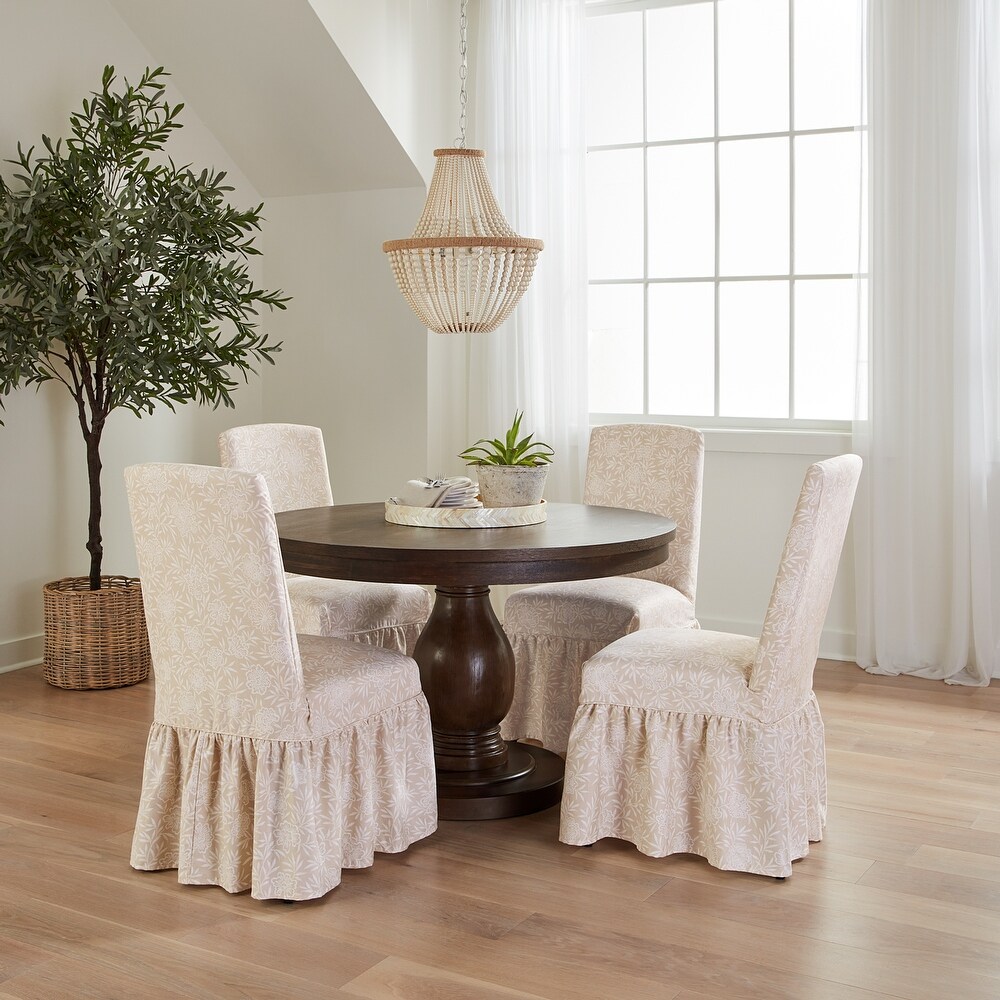 SureFit Essential Twill Ruffled Long Dining Chair Slipcover