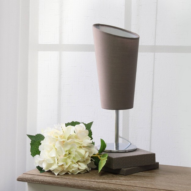 Mini Table Lamp With Angled Fabric Shade Simple Designs