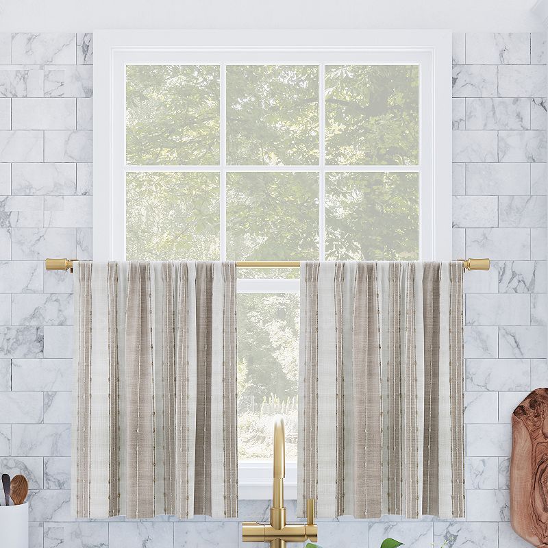 Archaeo Slub Texture Stripe Cotton Tier Curtain Pair