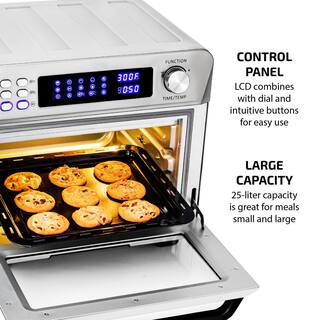 OVENTE 1700-Watt Stainless Steel Digital Countertop Multi-Function Air Fryer Rotisserie Convection Oven and Dehydrator OFD4025BR