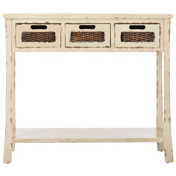 SAFAVIEH Autumn Distressed White 3-drawer Console Table - 34