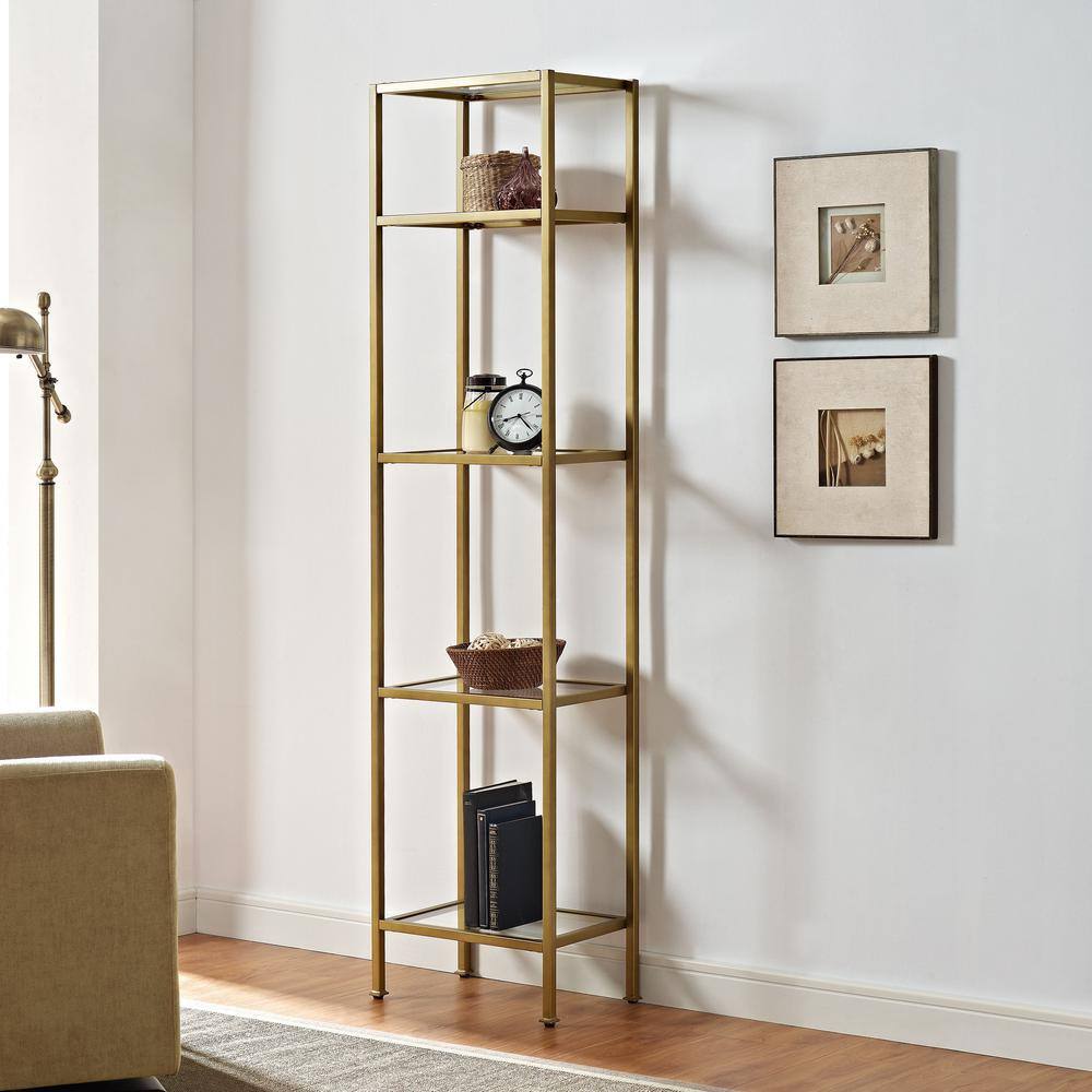 CROSLEY FURNITURE 73 in. GoldClear Metal 4-shelf Etagere Bookcase with Open Back CF6114-GL