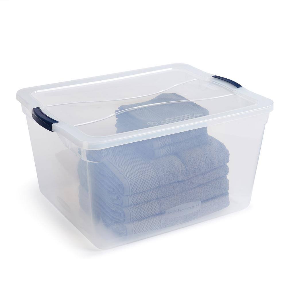 Rubbermaid Cleverstore 71 qt. Latching Plastic Storage Container and Lid Clear (4-Pack) RMCC710010