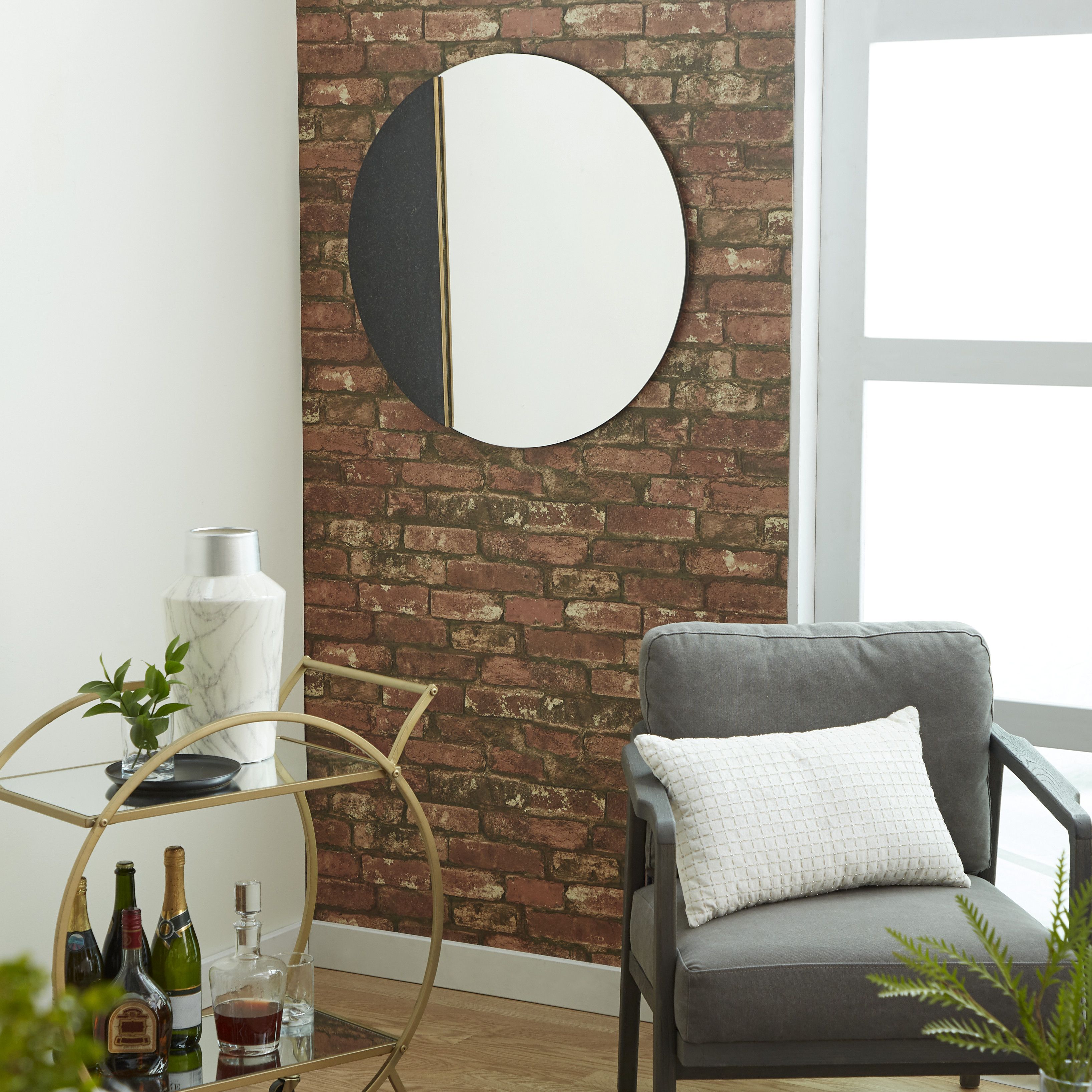 Black Contemporary Marble Wall Mirror 28 x 28