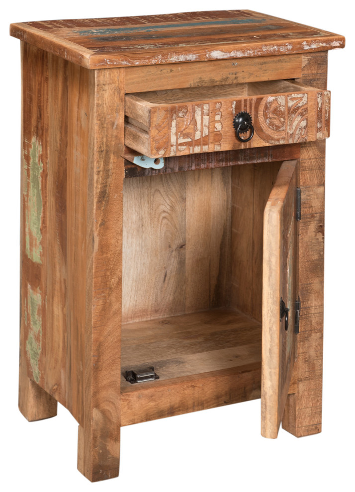 Nancy Boho Handcrafted Distressed End Table   Farmhouse   Side Tables And End Tables   by GDFStudio  Houzz