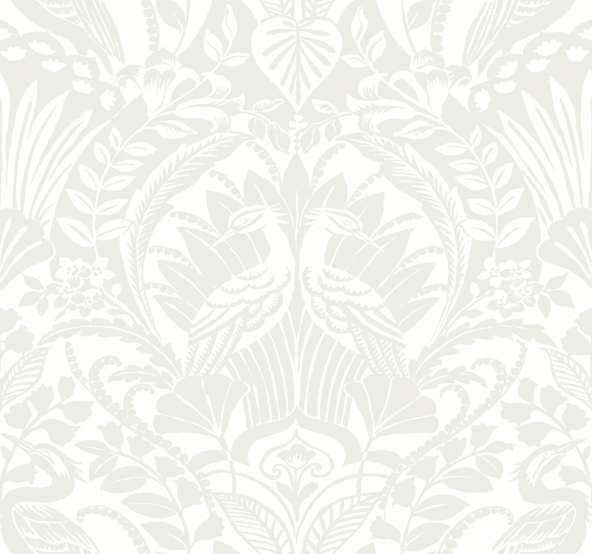 Egret Damask Wallpaper in Neutral/White from Damask Resource Library