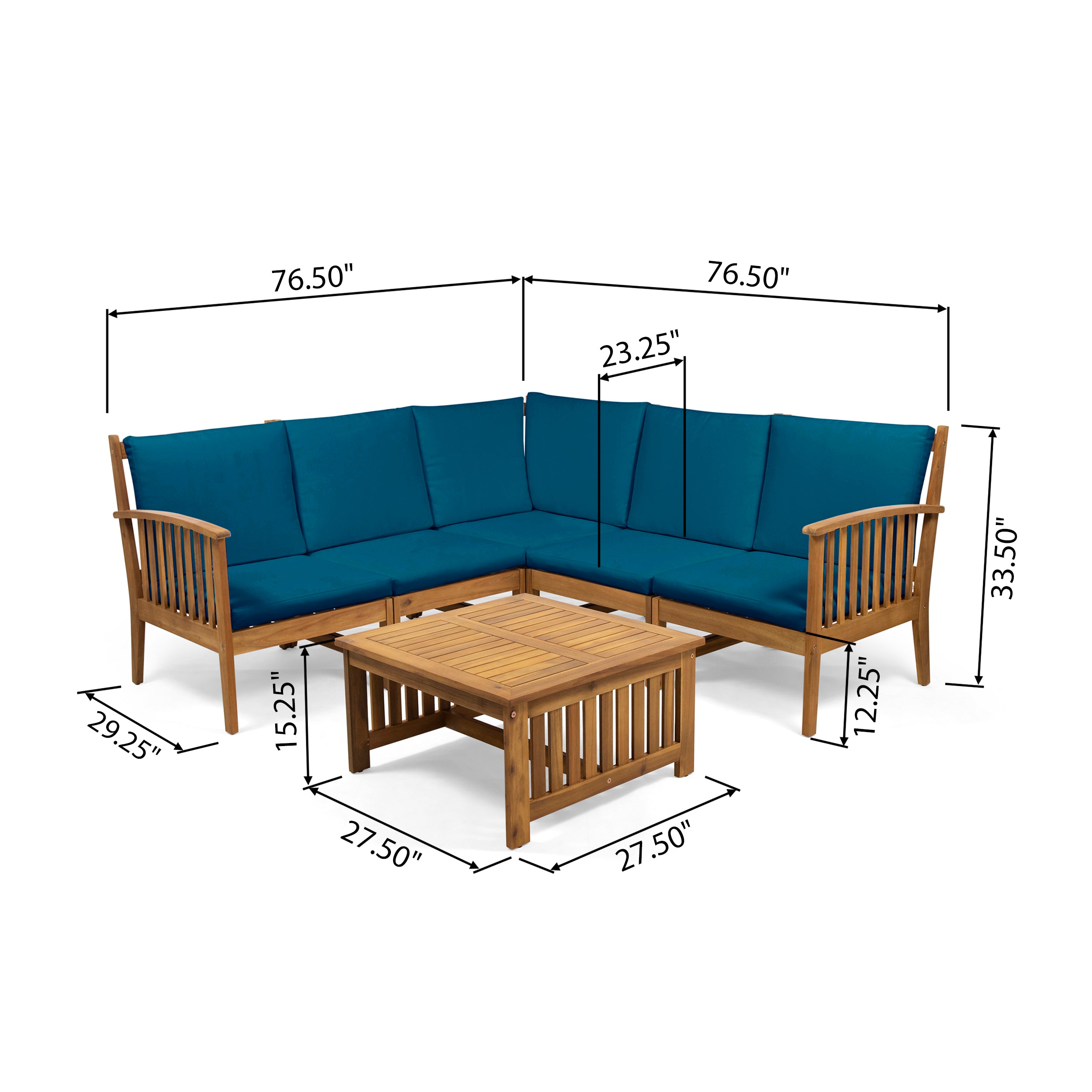 Maud Outdoor 5 Seater Acacia Wood Sofa Sectional Set