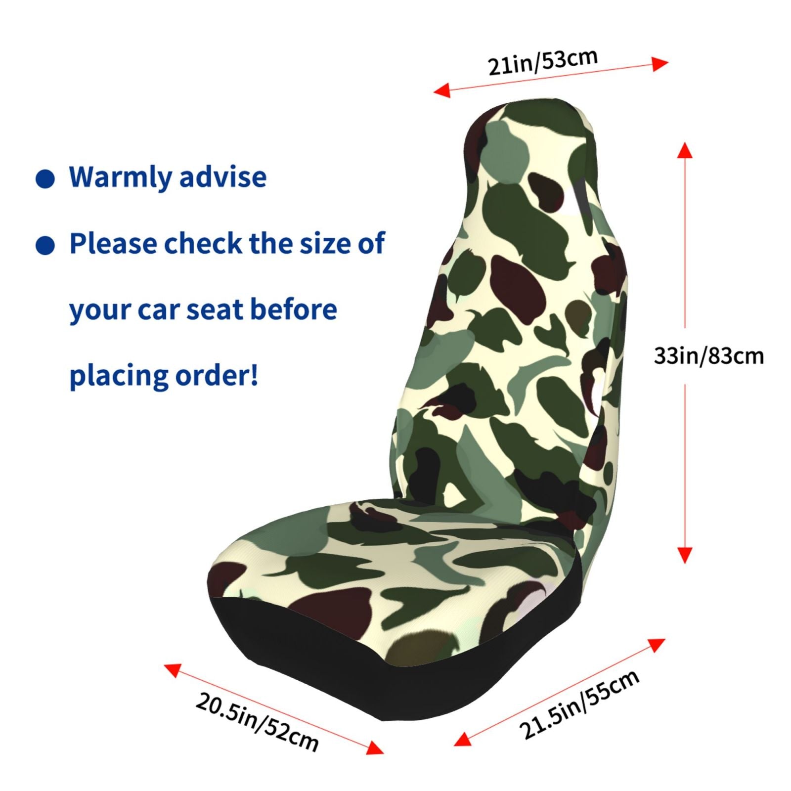 Camouflage Car Front Seat Covers Protectors ， Camouflage Automotive Seat Covers for Cars Trucks Suv