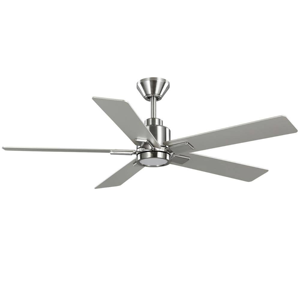 Hampton Bay Zandra 52 in. White Changing Integrated LED Brushed Nickel Smart Hubspace Ceiling Fan with Light Kit and Remote Included 92380