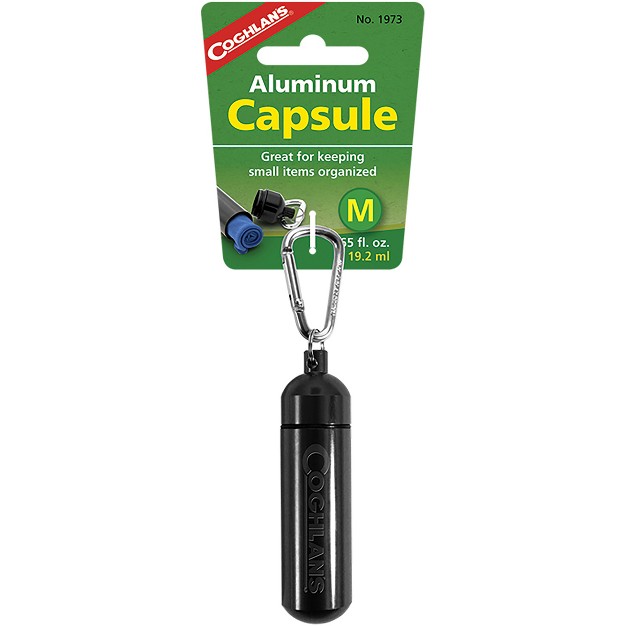 Coghlan x27 s Aluminum Capsule With Carabiner Watertight Seal Container Storage