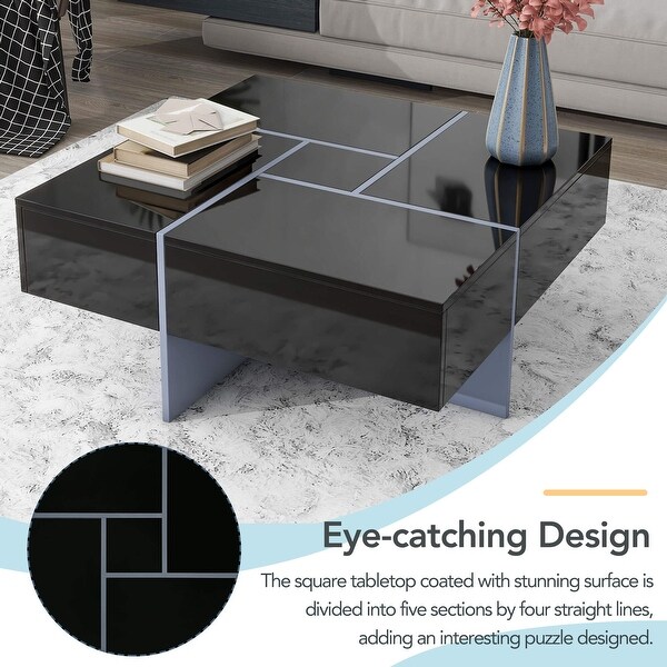 Coffee Table with 4 Hidden Storage Compartments