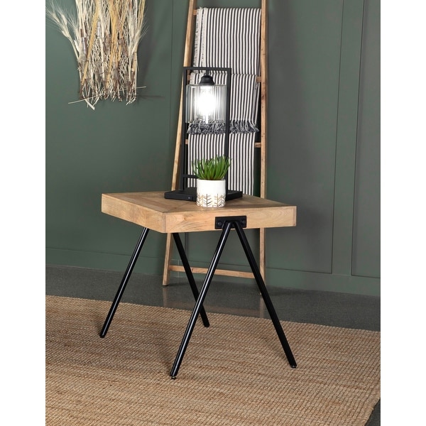 Bartholomew Natural and Black Square Top End Table