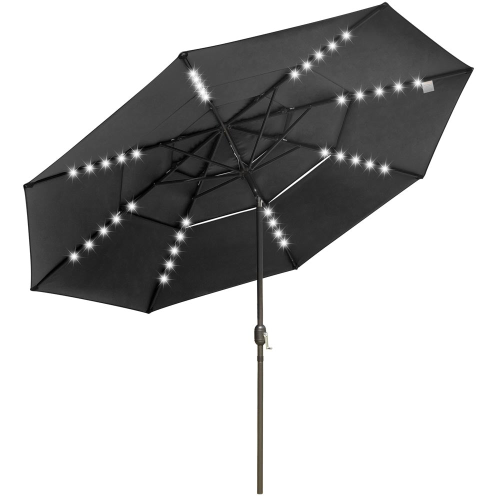 Yescom 11ft Prelit Umbrella 3-Tiered Patio Umbrella with Lights