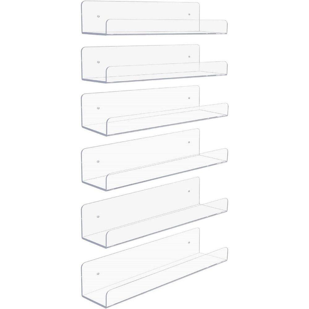 Sorbus 0.12 in. x 0.59 in. x 0.17 in. Acrylic Decorative Ledge Floating Wall Shelf Rack Organizer 6-Pack ACR-SHLV6