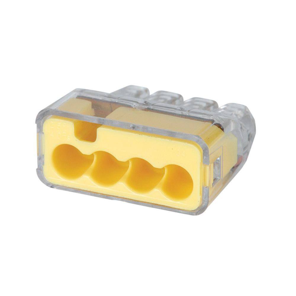 IDEAL 34 Yellow In-Sure 4-Port Connector (100-Pack) 30-1034P