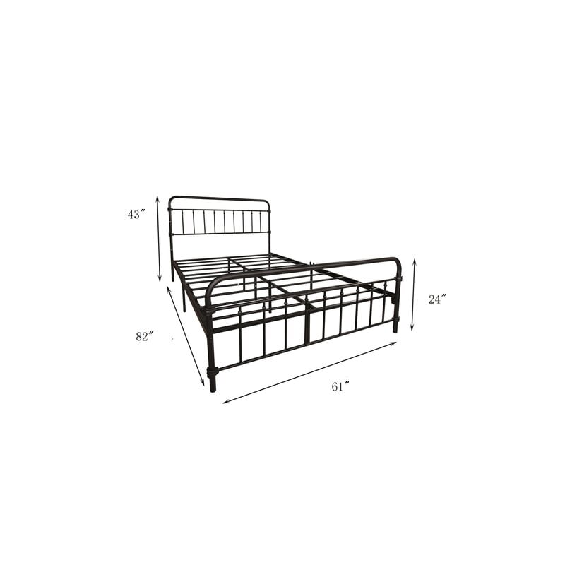 Metal Queen Bed Frame with Headboard And Footboard,Black Color,Classic Style