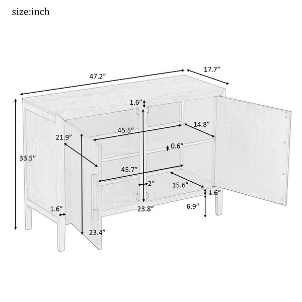 Espresso Entryway Wooden Storage Cabinet with 2 Doors and Adjustable Shelf