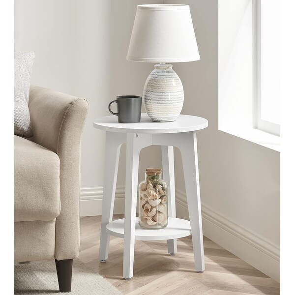 Round Side Table with Lower Shelf，End Table for Small Spaces