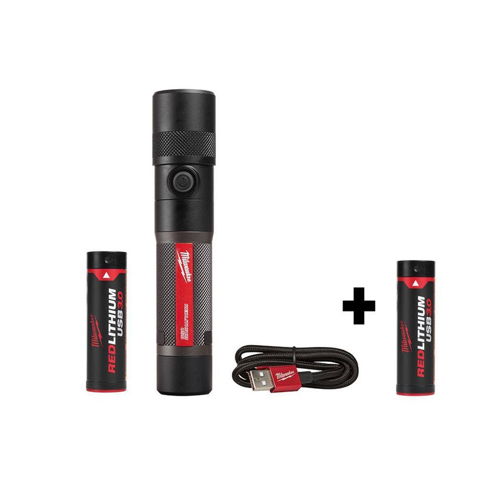 MW 1100 Lumens LED USB Rechargeable Twist Focus Flashlight with Bonus USB 3.0 Ah Battery 2161-21-48-11-2131