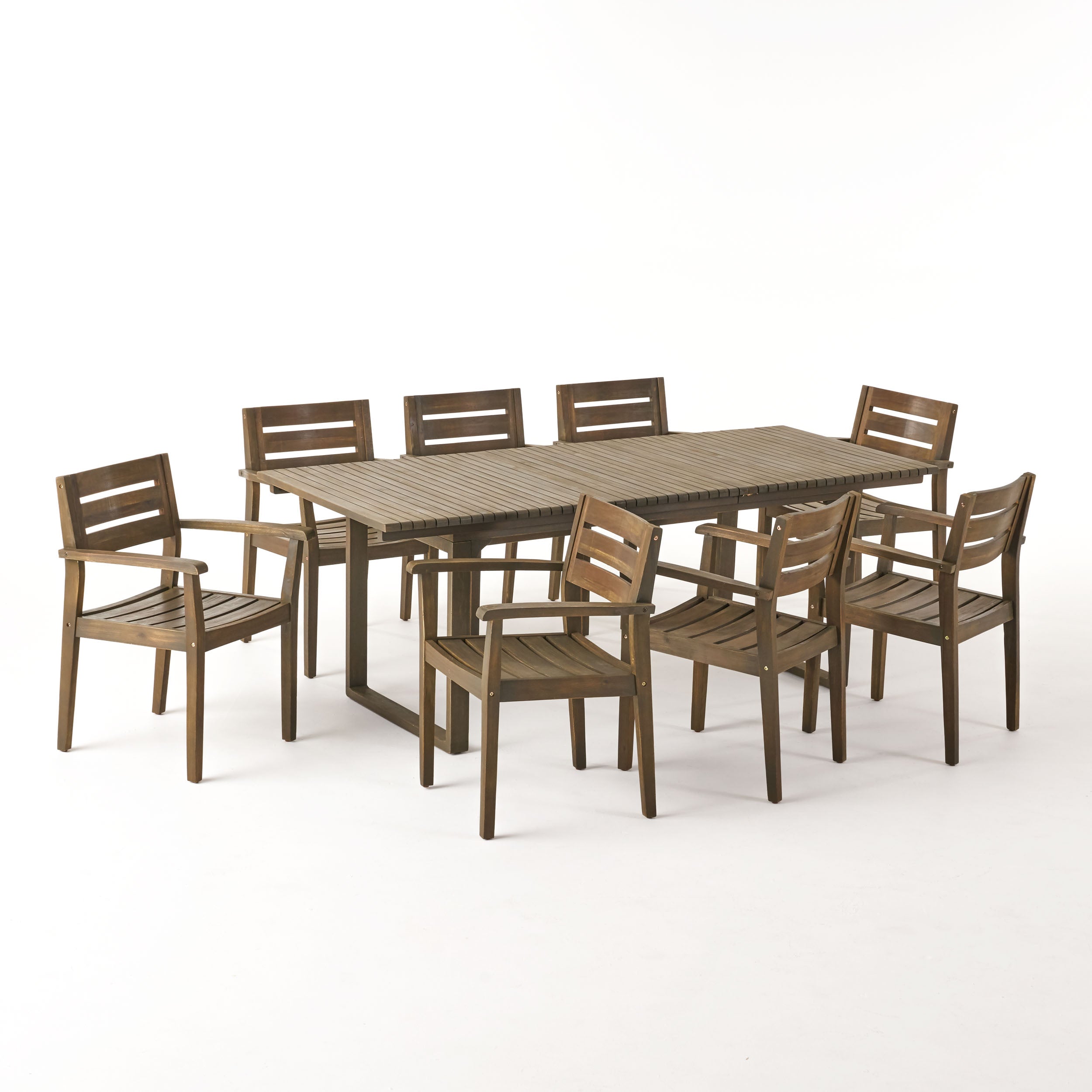 Fern Outdoor 8 Seater Expandable Acacia Wood Dining Set